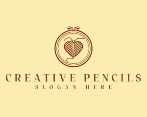 Embroidery Needle Heart logo design