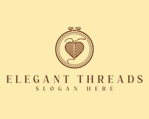 Embroidery Needle Heart logo design