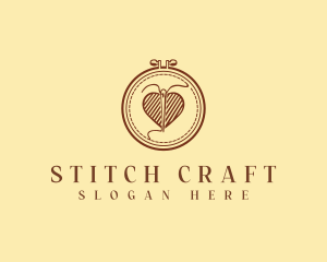 Embroidery Needle Heart logo design