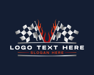 F1 - Racing Flag Fire Motorsport logo design