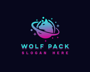 Outerspace Animal Wolf logo design