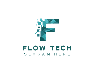 Pixel Technology Letter F logo design