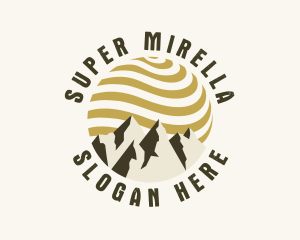 Round - Vintage Mountain Sun logo design