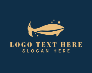 Expensive - Gold Whale Animal logo design