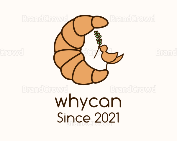 Croissant Leaf Bird Logo