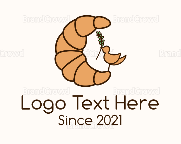 Croissant Leaf Bird Logo