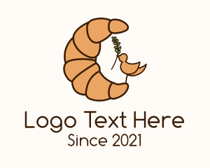Pastry Chef - Croissant Leaf Bird logo design