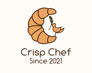 Croissant Leaf Bird logo design