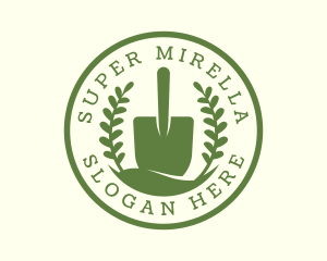 Round - Shovel Plant Leaves logo design