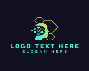 Artificial Intelligence - Tech Hexagon Head logo design