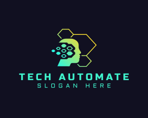 Tech Hexagon Head  logo design