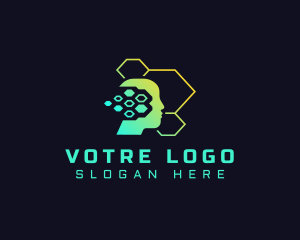 Automated - Tech Hexagon Head logo design