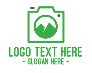 Photo Booth - Camera Outline Mountain logo design