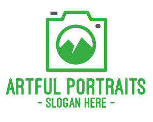 Portrait - Camera Outline Mountain logo design