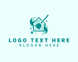 Disinfect - Broom Sweep House Cleaning logo design