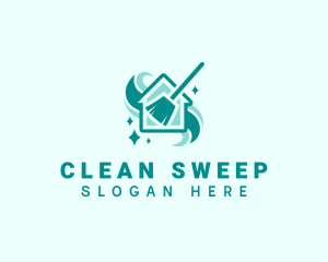 Sweep - Broom Sweep House Cleaning logo design