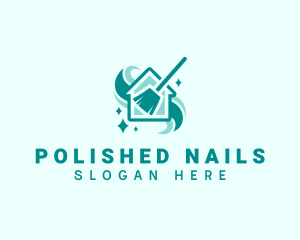 Broom Sweep House Cleaning logo design