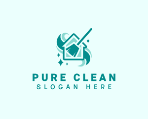 Broom Sweep House Cleaning logo design