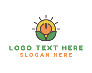 Organic - Sun Leaf Power Button logo design