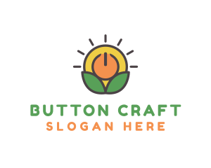 Sun Leaf Power Button logo design