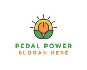 Sun Leaf Power Button logo design