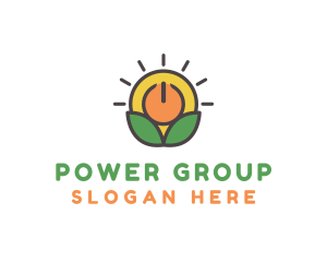 Sun Leaf Power Button logo design