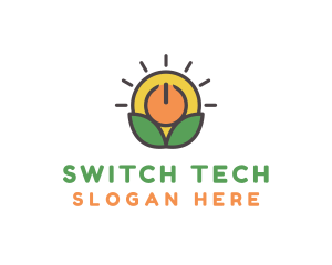 Switch - Sun Leaf Power Button logo design