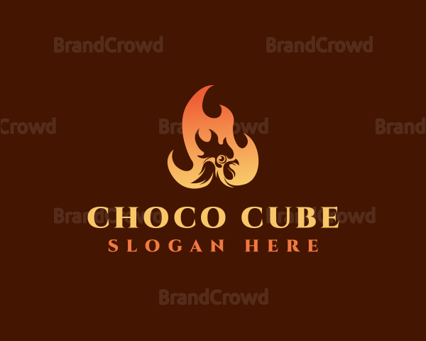 Chicken Barbeque Flame Logo