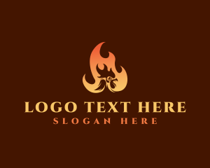 Burn - Chicken Barbeque Flame logo design