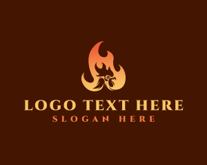 Barbeque - Chicken Barbeque Flame logo design
