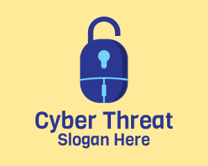 Malware - Blue Mouse Lock logo design
