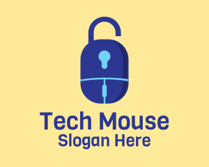 Mouse - Blue Mouse Lock logo design