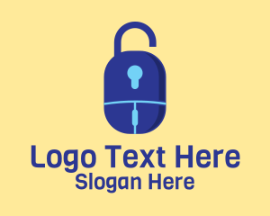 Password - Blue Mouse Lock logo design