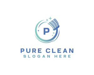 Broom Sweep Cleaning logo design