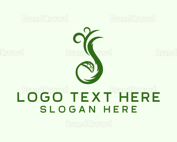 Green Botanical Swirl Logo