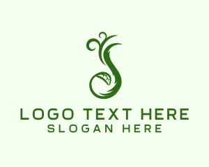Massage - Green Botanical Swirl logo design