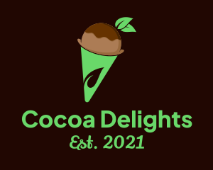 Organic Chocolate Ice Cream Cone logo design