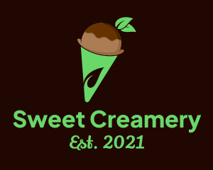 Organic Chocolate Ice Cream Cone logo design