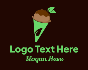 Organic Chocolate Ice Cream Cone Logo