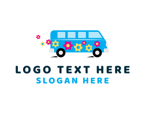 Motorhome - Flower Hippie Van logo design