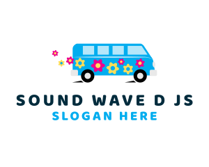 Hippy - Flower Hippie Van logo design