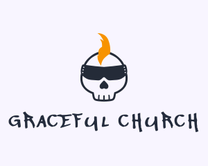Skate Shop - Rocker Punk Skull logo design