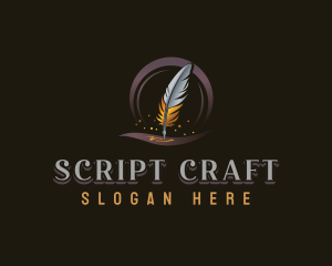 Screenwriter - Writing Quill Feather logo design