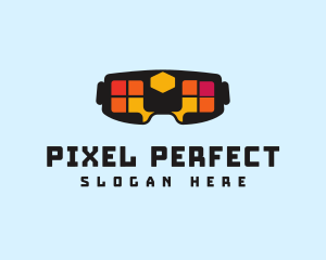 Colorful Pixel VR logo design