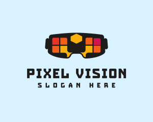 Colorful Pixel VR logo design