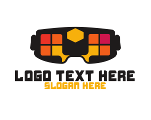 Vr - Colorful Pixel VR logo design