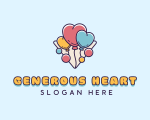 Heart Balloons Party logo design