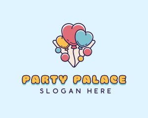 Heart Balloons Party logo design