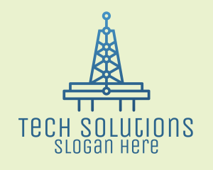 Data Server - Blue Signal Tower logo design