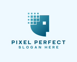 Artificial Intelligence Pixel Head logo design